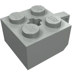 Hinge Brick 2 x 2 Locking with 1 Finger Vertical and Axle Hole [+ Opening] / Light Gray