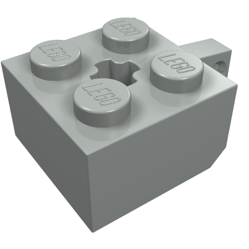 Lego Hinge Brick 2 x 2 Locking with 1 Finger Vertical and Axle Hole [+ Opening] / Light Gray