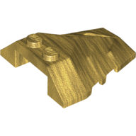 Lego Brick Wedged, Sloped 4 x 4 Triple with 3 Ridges on Slope / Pearl Gold