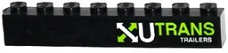 Brick 1 x 8 with White and Lime Arrows and 'U TRANS TRAILERS' Pattern Model Right Side (Sticker) - Set 60085