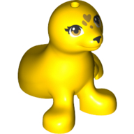 Lego Animal, Seal / Sea Lion with Brown Eyes, Olive Green Hearts Print / [No Color/Any Color]