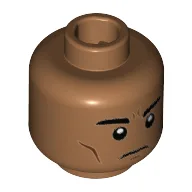 Minifig Head Apache Chief, Eyebrows, Cheek Lines, Firm Expression [Hollow Stud] / Medium Nougat