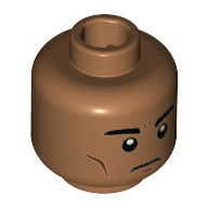Lego Minifig Head Apache Chief, Eyebrows, Cheek Lines, Firm Expression [Hollow Stud]