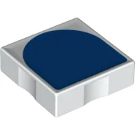 Duplo Tile 2 x 2 with Shape Blue Inverse Arch Print / White