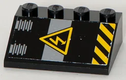 Slope 33 3 x 4 with Electricity Danger Sign and Black and Yellow Danger Stripes Pattern (Sticker) - Set 8633