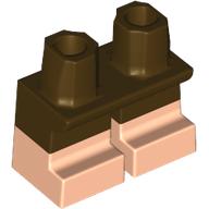 Lego Legs Short with Light Nougat Feet Pattern [Multi Color Injection] / Dark Brown