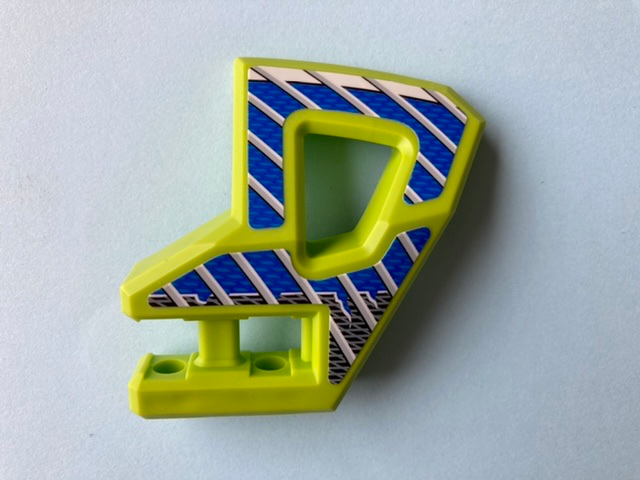 Lego Technic, Panel RC Car Flexible Bumper Left with Gray Stripes on Blue and Black Background Pattern (Stickers) - Set 8369-2 / Lime
