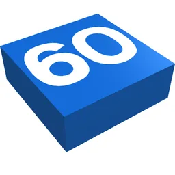 Tile 1 x 1 with White '60' Print / Blue