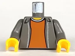 Torso Jacket Open over Dark Orange Shirt with Light Gray Collar, Yellow Neck Pattern / Dark Gray Arms / Yellow Hands