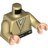 Lego Torso Robe, Belt and White Undershirt Print (Obi-Wan), Tan Arms, Light Nougat Hands / Tan