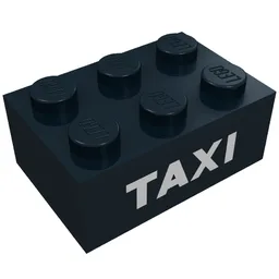 Brick 2 x 3 with White 'TAXI' Sans-Serif Print