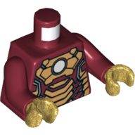 Lego Torso Armor with White Circle and Gold Plates (Mark 42) Print, Dark Red Arms, Pearl Gold Hands / Dark Red