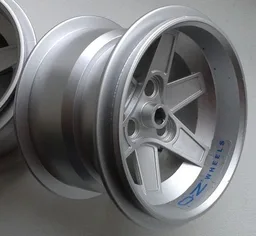 Wheel 62mm D. x 46mm Technic Racing Large with 2x 'OZ WHEELS' Pattern (Stickers) - Set 8461 / Metallic Silver