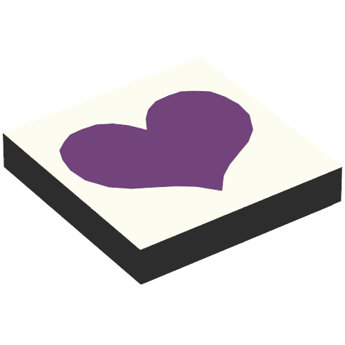 Lego Tile 2 x 2 with Purple Heart on Light Violet Background Print / Black
