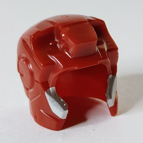 Lego Helmet Space with Open Face Rounded, Top Hinge with Silver Edges Print (Silver Centurion)