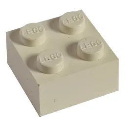 Modulex Brick 2 x 2 with LEGO on Studs / Modulex White