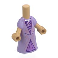 Lego Microdoll Body Long Dress Lavender with Medium Lavender Underdress print / Warm Tan