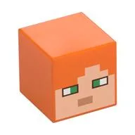 Minifig Head Special, Cube with Alex Face Print / Orange