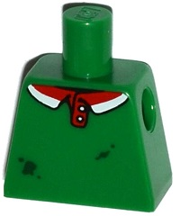 Lego Torso Polo Shirt with Red and White Collar, Pizza Sauce Stains on Front Pattern