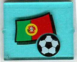 Glass for Window 1 x 4 x 3 with Flag of Portugal and Soccer Ball Pattern (Sticker) - Set 3407