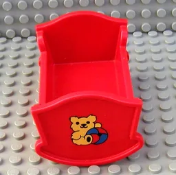 Belville / Duplo, Baby Crib / Cradle with Teddy Bear and Ball Print / Red
