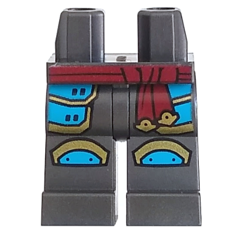Lego Hips and Pearl Titanium Legs with Dark Red Belt, Dark Azure/Gold Knee Pads and Robe print / Pearl Titanium