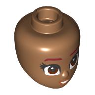 Lego Minidoll Head with Dark Red Eyebrows, Reddish Brown eyes, Looking Up print / Medium Nougat