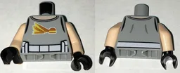 Torso T-Shirt with Light Nougat Neck, SW Power Sliders Diner Logo and White Utility Belt Pattern / Light Nougat Arms / Black Hands