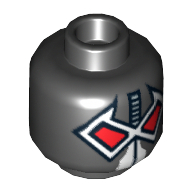 Lego Minifig Head Bane, Dual Sided Wrestler Mask with Large Red Eyes / Yellow Hose Print [Hollow Stud]