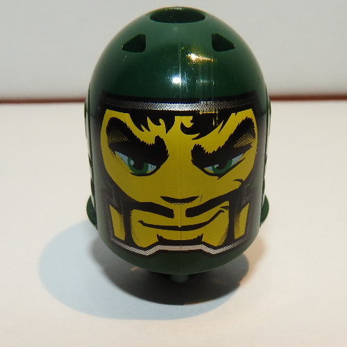 Lego Large Figure Head, Round Top with Rascus, Sir Print (Series 2) / Dark Green
