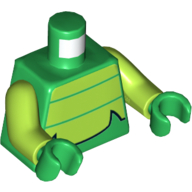 Lego Torso Lime Reptile Stomach Print, Lime Arms, Green Hands / Green