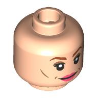Lego Minifig Head Beverly Crusher, Dark Orange Eyebrows, Wrinkles, Coral Lips, Smile, Open Mouth / Closed Mouth / Light Nougat