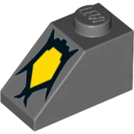 Brick Sloped 45° 2 x 1 with Bottom Pin with Yellow Monster Eye Print