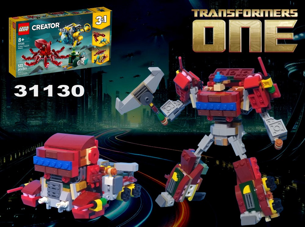 Lego Optimus Prime (Transformer One ) using LEGO Creator 31130: Sunken Treasure Mission