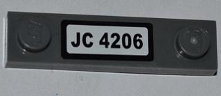 Lego Plate, Modified 1 x 4 with 2 Studs without Groove with 'JC 4206' Pattern (Sticker) - Set 4206