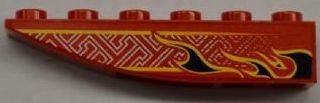 Lego Slope, Curved 6 x 1 Inverted with Black Flames and Geometric Pattern Model Right (Sticker) - Set 8227