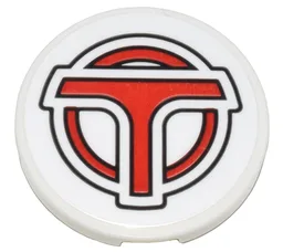 Tile, Round 3 x 3 with Red Airport Shuttle Logo 'T' on Circle with Black Outlines Pattern (Sticker) - Set 80036