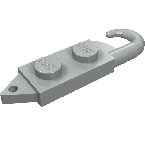Lego Hook, Plate 1 x 2 with Crane Hook Right / Light Gray
