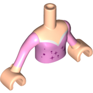 Lego Minidoll Torso Girl with Bright Pink Top with Magenta Stars and Pink Sleeves Print with Light Nougat Arms and Hands / Light Nougat