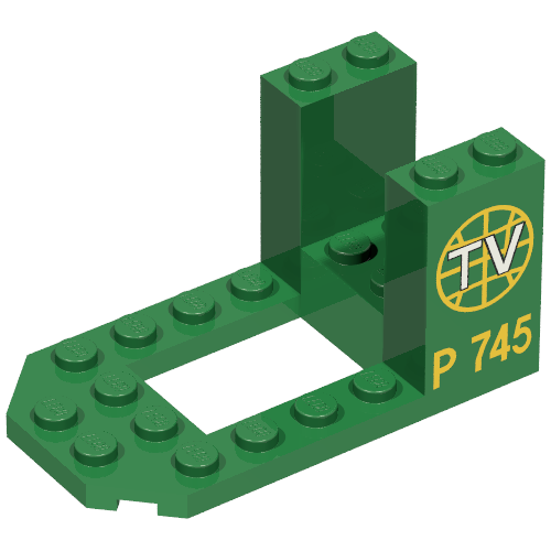 Lego Cockpit 7 x 4 x 3 with TV Logo and P 745 Print / Green