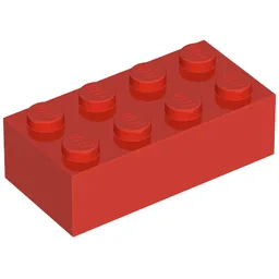 Brick 2 x 4 without Cross Supports / Red