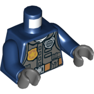 Lego Torso Jacket, Dark Bluish Grey Vest, Police Badge, Radio, Pockets / 'POLICE' on Back Print, Dark Blue Arms, Dark Bluish Gray Hands / Dark Blue