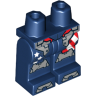 Lego Hips and Dark Blue Legs with Stars and Stripes Armor Plates - Silver Knee Plates and Boot Tips Print / Dark Blue