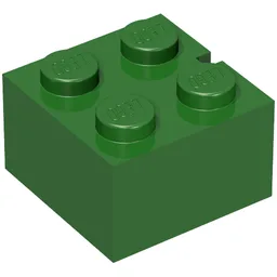 Brick 2 x 2 without Bottom Tubes, Slotted (with 1 slot) / Vintage Green