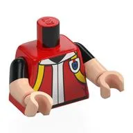 Torso, Dual Molded Arms, Hoodie, White Trim, Yellow Backpack Print, Black Sleeves Pattern, Light Nougat Arms and Hands / Red