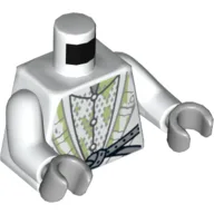 Torso Robe with 3 Buttons, Metallic Silver Diamond Armor and Light Bluish Gray Belt Print, White Arms, Light Bluish Gray Hands / White