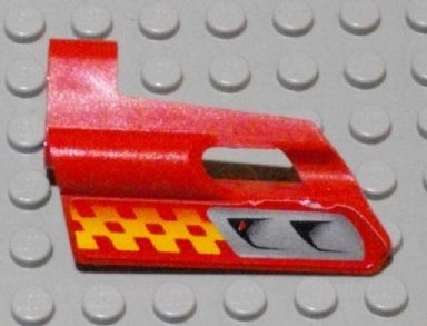 Lego Technic, Panel Fairing #24 Small Short, Small Hole, Side B with Air Vents and Orange Checkered Racing Pattern (Sticker) - Set 8650