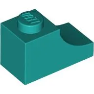Brick Curved 2 x 1 with Inverted Cutout / Dark Turquoise