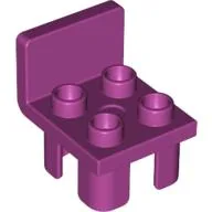 Duplo Chair with 4 Studs and Squared Back / Magenta
