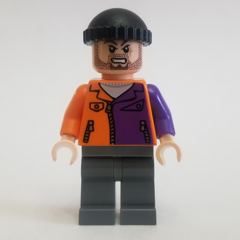 Lego Two-Face's Henchman in Orange and Purple Outfit with Beard